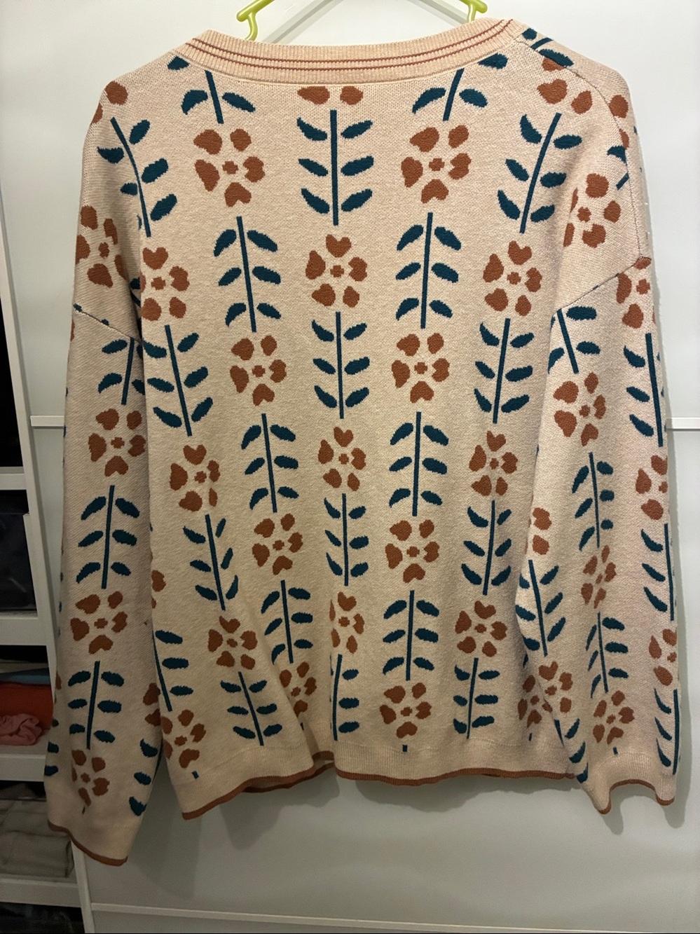 Women's Cream Floral Button-Front Cardigan Sweater - Picture 5 of 5